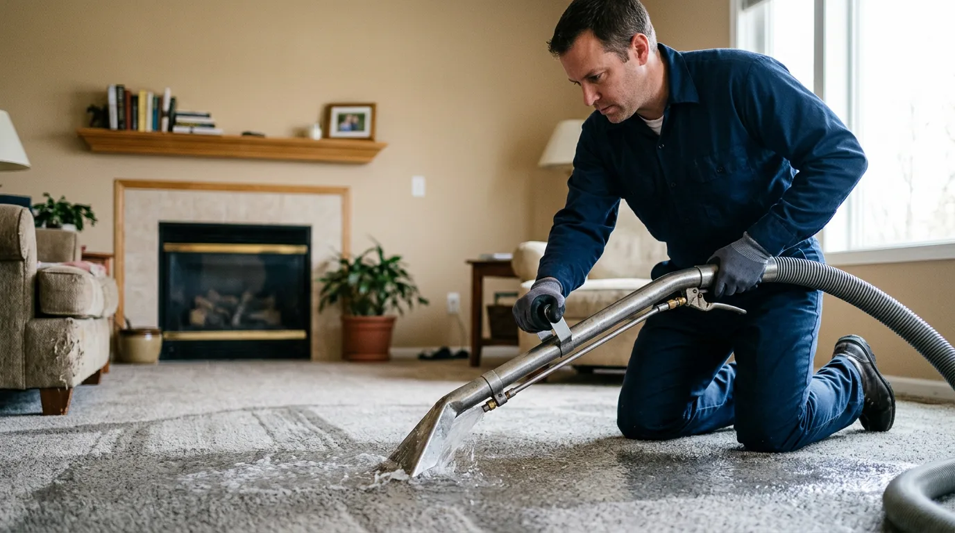 Water damage restoration technician working near Ligonier, IN
